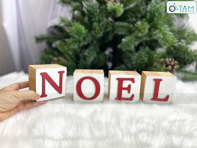 Bộ chữ NOEL xí ngầu vuông [Bằng gỗ - Dày] CHUGO-17